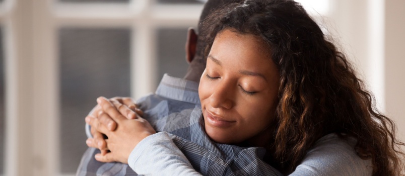 Young couple hugging each other 