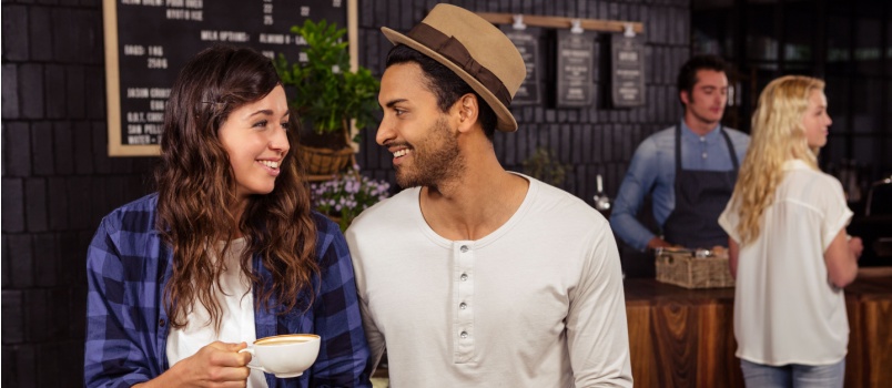 Young couple having coffee 