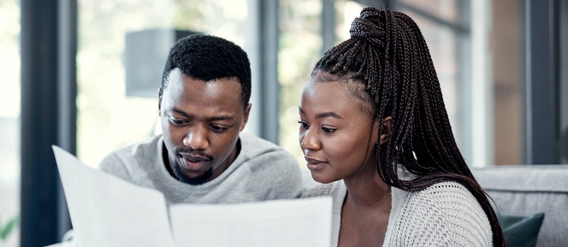 Couple reading some documents 